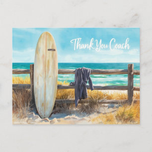 Surf Coach Thank You Postcard   Coastal Surfboard 