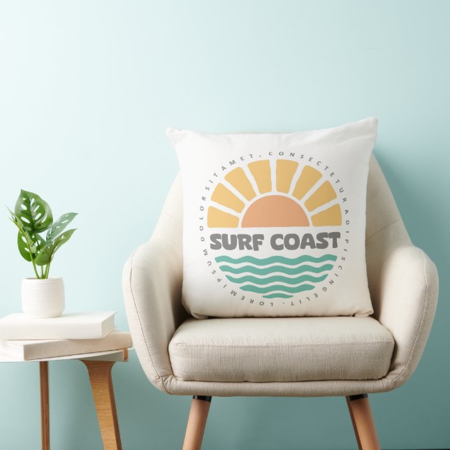 Surf Coast Vintage Sunset Beach Retro Design Cushion (Chair)