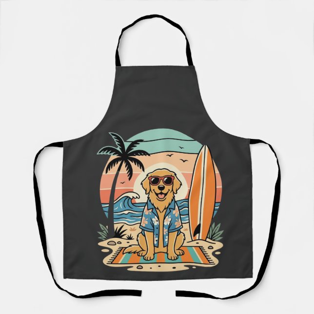 Surf Dog Retro Beach Summer Apron (Front)