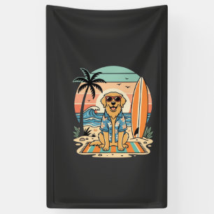 Surf Dog Retro Beach Summer Banner