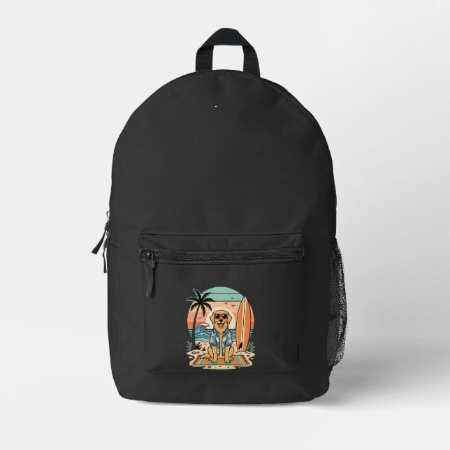 Surf Dog Retro Beach Summer Printed Backpack (Front)