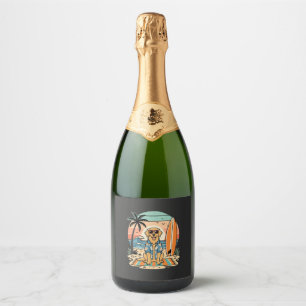 Surf Dog Retro Beach Summer Sparkling Wine Label