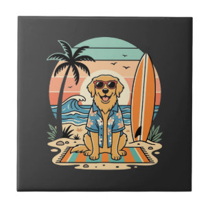 Surf Dog Retro Beach Summer Tile