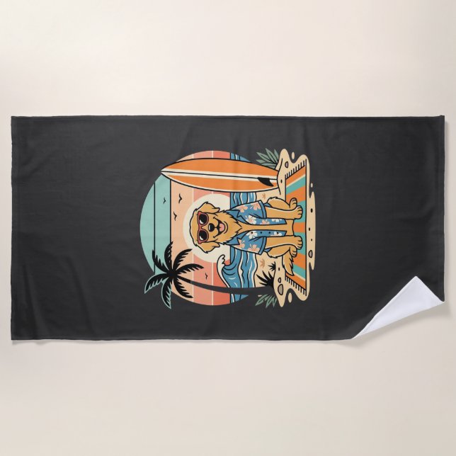 Surf Dog Retro Beach Summer Towel (Front)