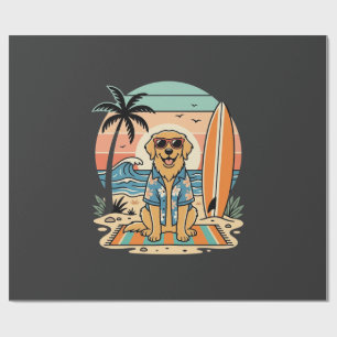Surf Dog Retro Beach Summer Wrapping Paper