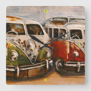Surf dude Campervans. Square Wall Clock