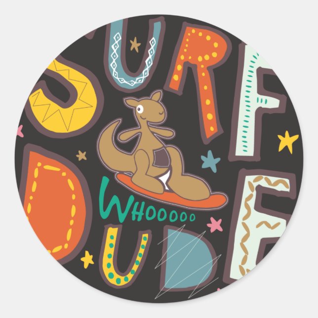 Surf  Dude Classic Round Sticker (Front)