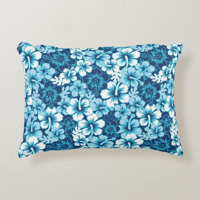 Surf Floral Hibiscus Pattern Decorative Cushion (Front)