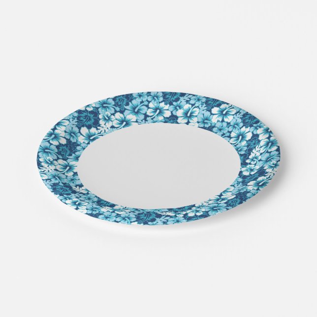Surf Floral Hibiscus Pattern Paper Plate (Angled)