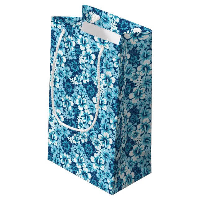 Surf Floral Hibiscus Pattern Small Gift Bag (Back Angled)