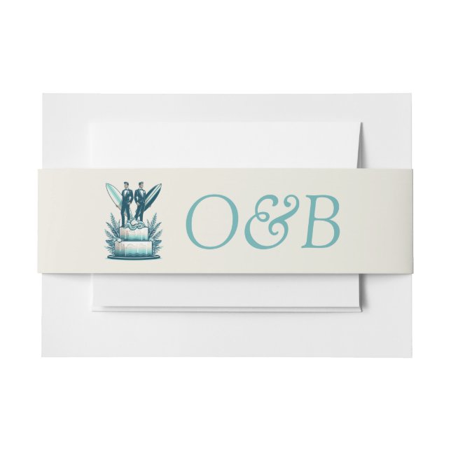 Surf Grooms Wedding Invitation Belly Band (Front Example)