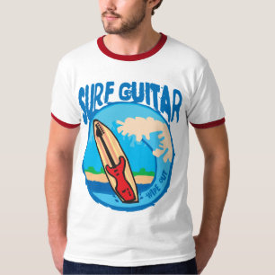Surf Guitar: Red Guitar on Surfboard. Wipe Out! T-Shirt