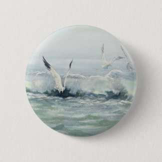 SURF GULLS & SEA by SHARON SHARPE 6 Cm Round Badge