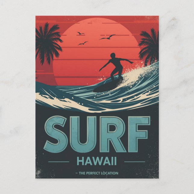 Surf Hawaii Sunset Vibes Postcard (Front)