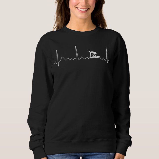 Surf Heartbeat Wave Surfing Surfer Sweatshirt (Front)