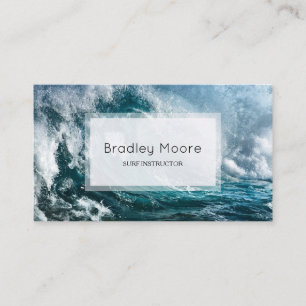 Surf Instructor Coach Trainer Blue Wave Sport Business Card