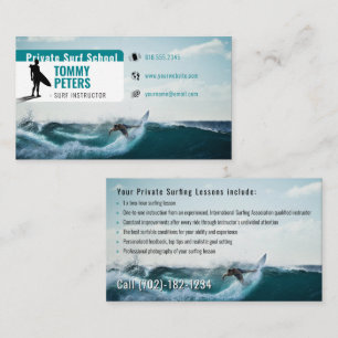 Surf Instructor Surfboard Active Sports Business Card