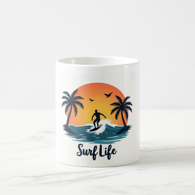 Surf Life Minimalist Surfer Sunset Mug (Center)