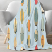 Surf Life - Retro Coastal Blue Surfboard Print