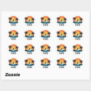 Surf Life Retro Silhouette Sticker