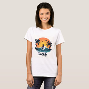 Surf Life Retro Sunset Surfer T-Shirt