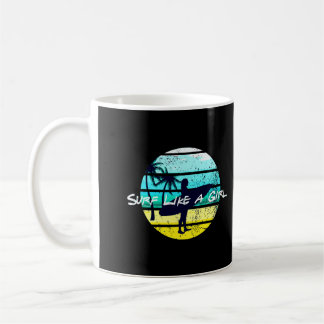 Surf Like A Girl Surfer Girl Gift Surfboard Retro  Coffee Mug