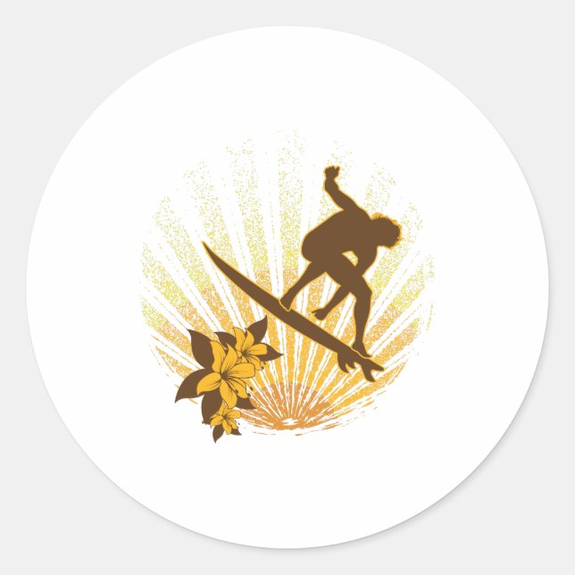 Surf man classic round sticker (Front)