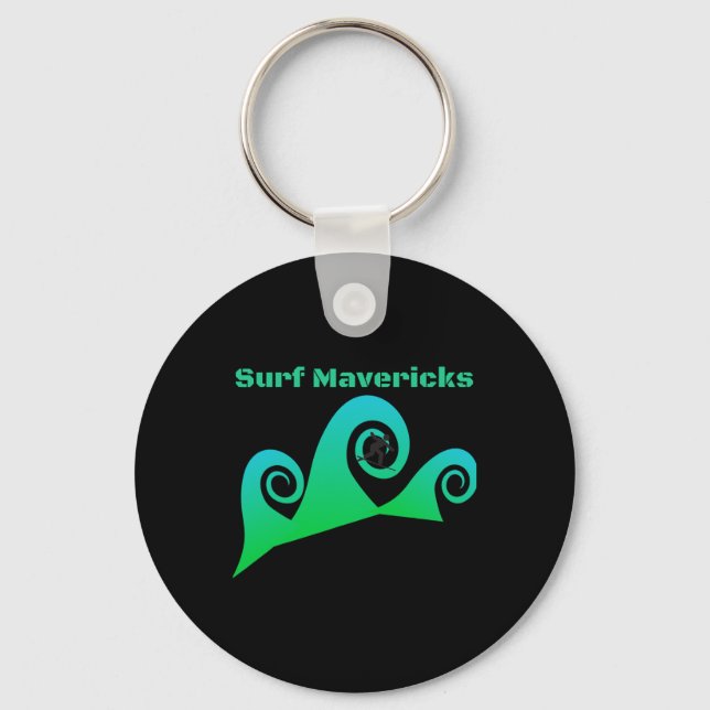 Surf Maverick's Surfing California Beaches  Key Ring (Front)