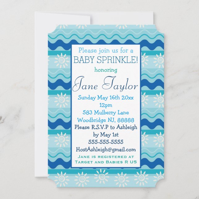 Surf 'N Sun Baby Sprinkle Invitation (Front)