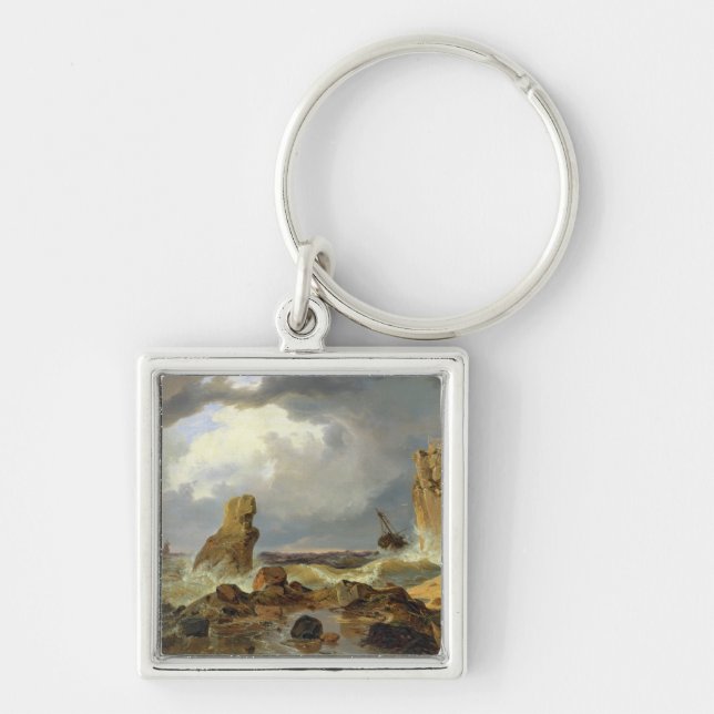Surf on a Rocky Coast, 1835 Key Ring (Front)