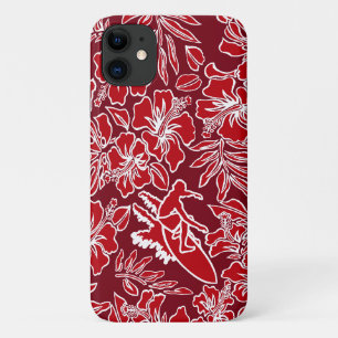 Surf Pareau Hawaiian Hibiscus Surfing Red Case-Mate iPhone Case