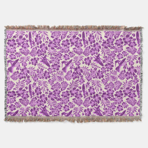 Surf Pareau Hawaiian Hibiscus Throw Blankets