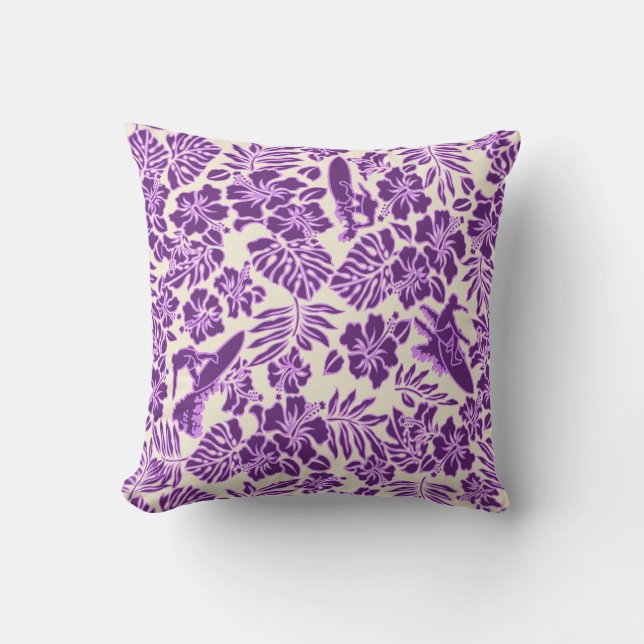 Surf Pareau Hawaiian Reversible Square Pillow (Front)