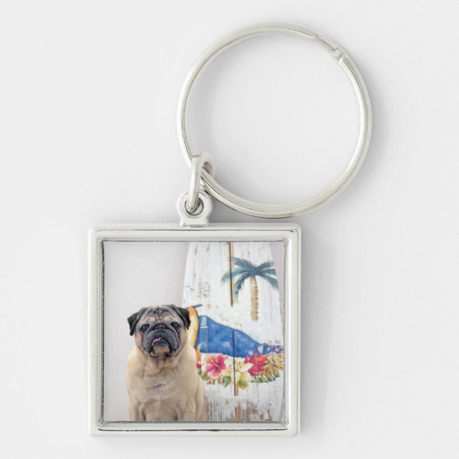 Surf Pug Key Ring (Front)
