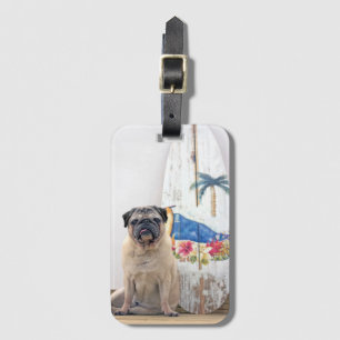 Surf Pug Luggage Tag