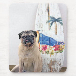 Surf Pug Mouse Pad