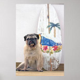 Surf Pug Poster