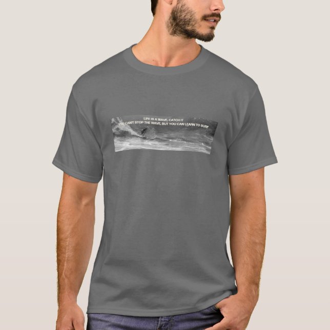 SURF QUOTE B&W print T-Shirt (Front)