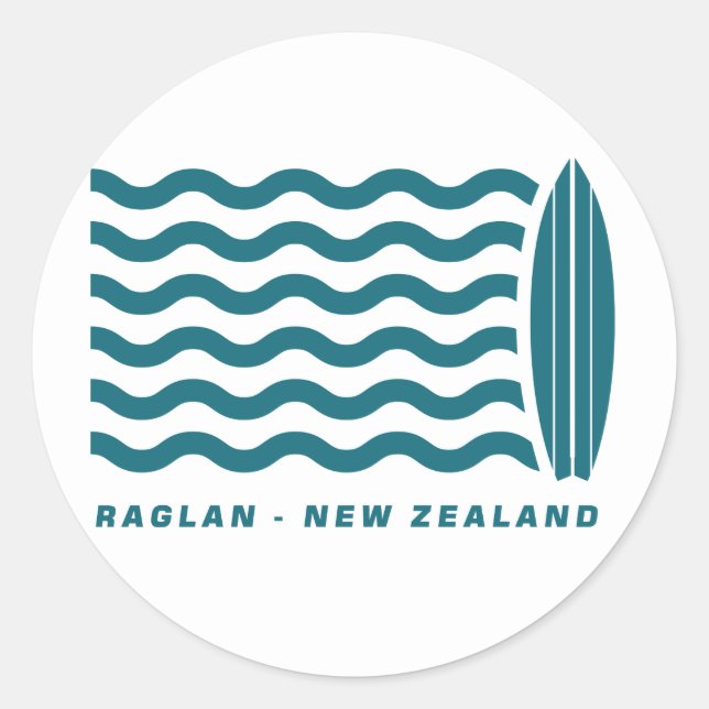 Surf Raglan New Zealand Classic Round Sticker (Front)