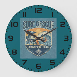 Surf Rescue Lifeguard Patrol Est 1950 Large Clock