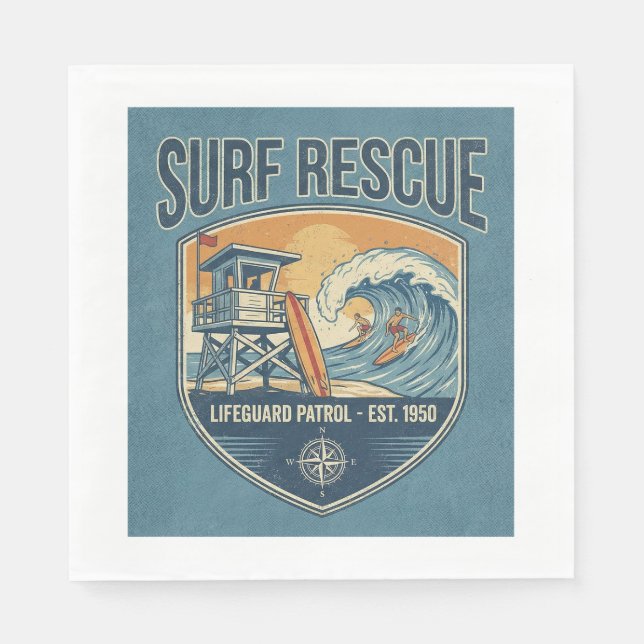 Surf Rescue Lifeguard Patrol Est 1950 Napkin (Front)