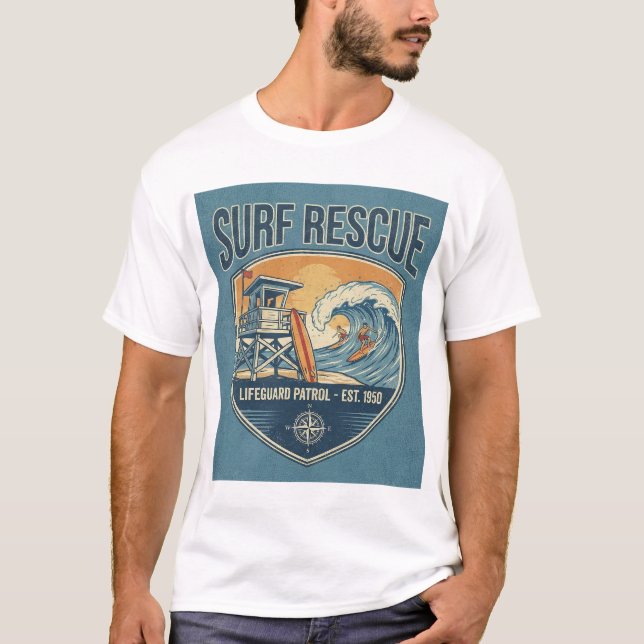 Surf Rescue Lifeguard Patrol Est 1950 T-Shirt (Front)