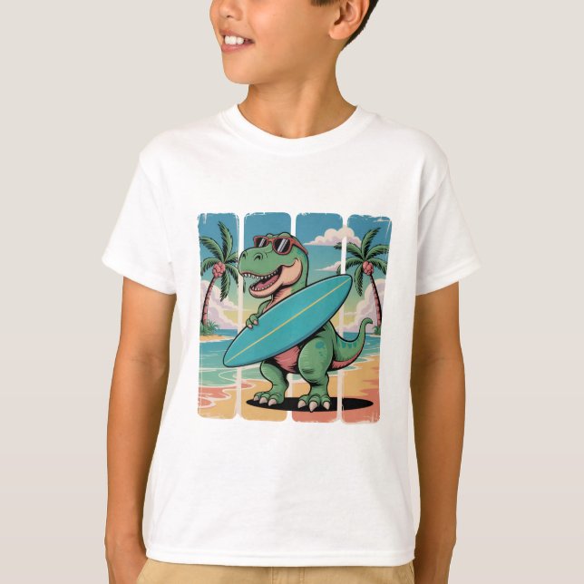 Surf Rex – Dino on the Waves T-Shirt (Front)
