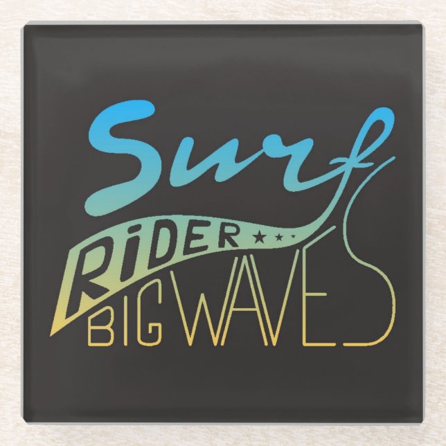 Surf Rider Big Waves Glass Coaster (Front)