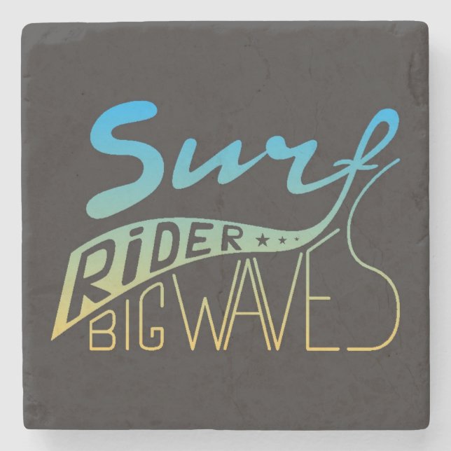 Surf Rider Big Waves Stone Coaster (Front)