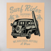 Surf Rider California Beach Poster