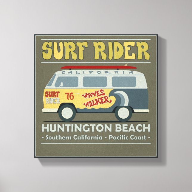 Surf Rider Huntington Beach Poster Canvas Print (Front)