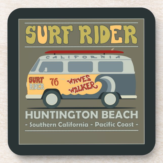Surf Rider Huntington Beach Poster Coaster (Front)