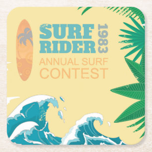 Surf Rider Surf Contest 1983 Square Paper Coaster