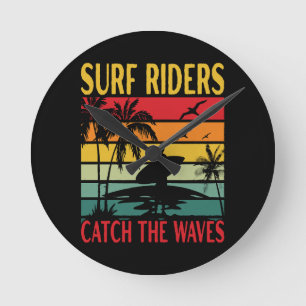 Surf Riders Catch the Waves Round Clock